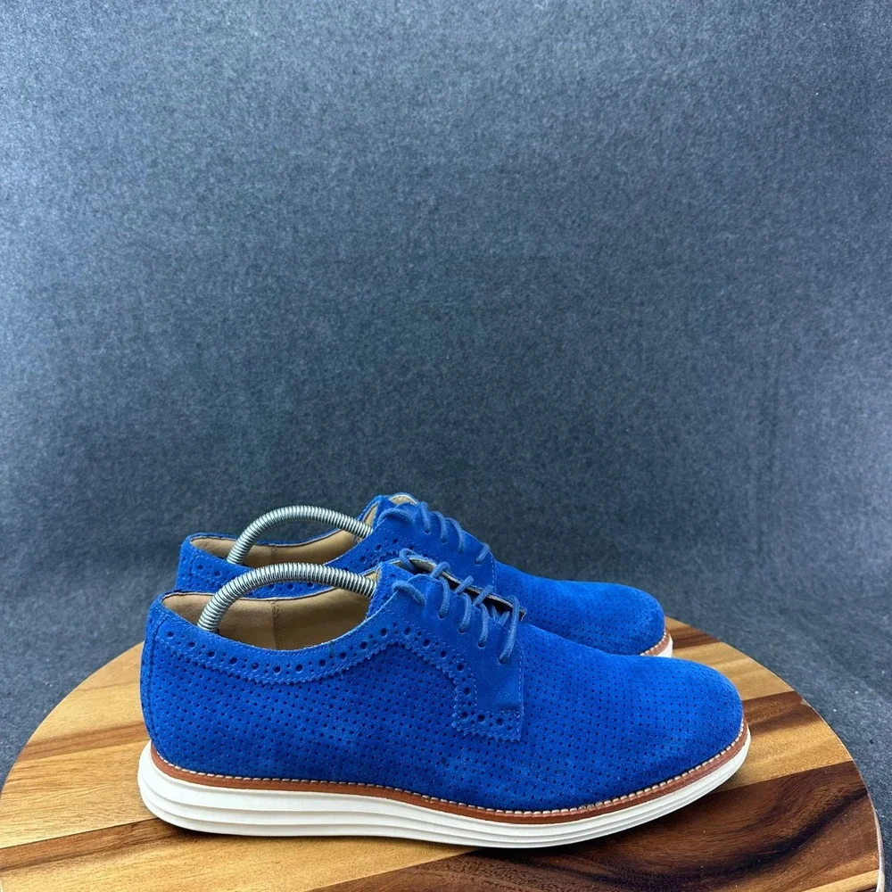Cole Haan Mens Sz 10 Vibrant Blue Suede Zerogrand Oxford Sneakers Comfort C14284